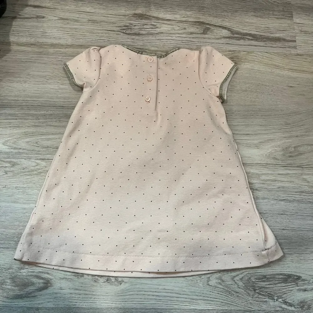 Janie and Jack Precious Pony Polka Dot Ponte Dress Size 6-12 Months Cotton Blend